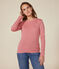 Women's plain rib knit long-sleeved Iconic T-shirt ROSEWOOD pink