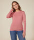 Women's plain rib knit long-sleeved Iconic T-shirt