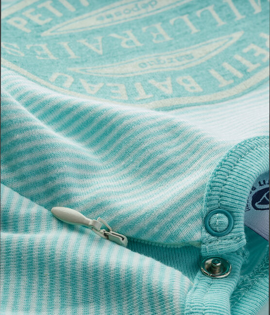 Babies' Footless Ribbed Sleepsuit VERGLAS green/MARSHMALLOW white