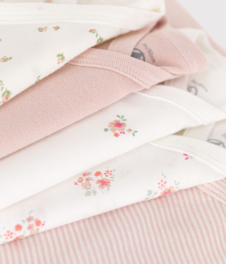 Babies' long-sleeved wrapover cotton bodysuits - 5-Pack multicolor