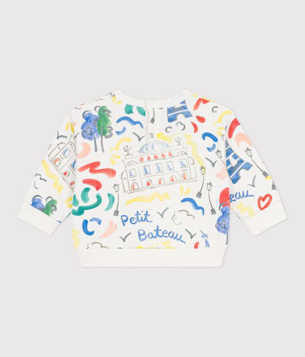 Babies' Paris Opera print cotton sweatshirt white/multicolor