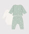Babies' three-piece tube knit set HERBIER green/MULTICO white