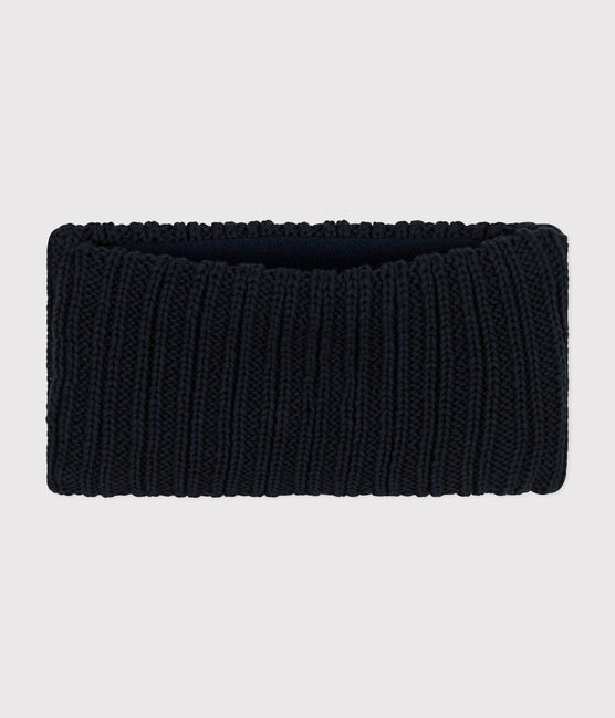 Babies' fleece-lined knitted snood SMOKING blue