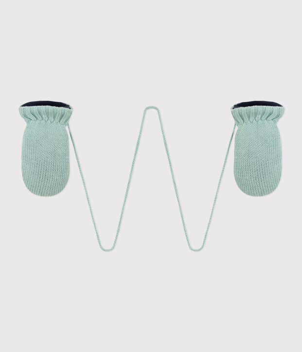 Babies' Knit Mittens with Recycled Fleece Lining green