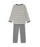 Teenage boys' three-piece pyjama set COQUILLE beige/SMOKING blue