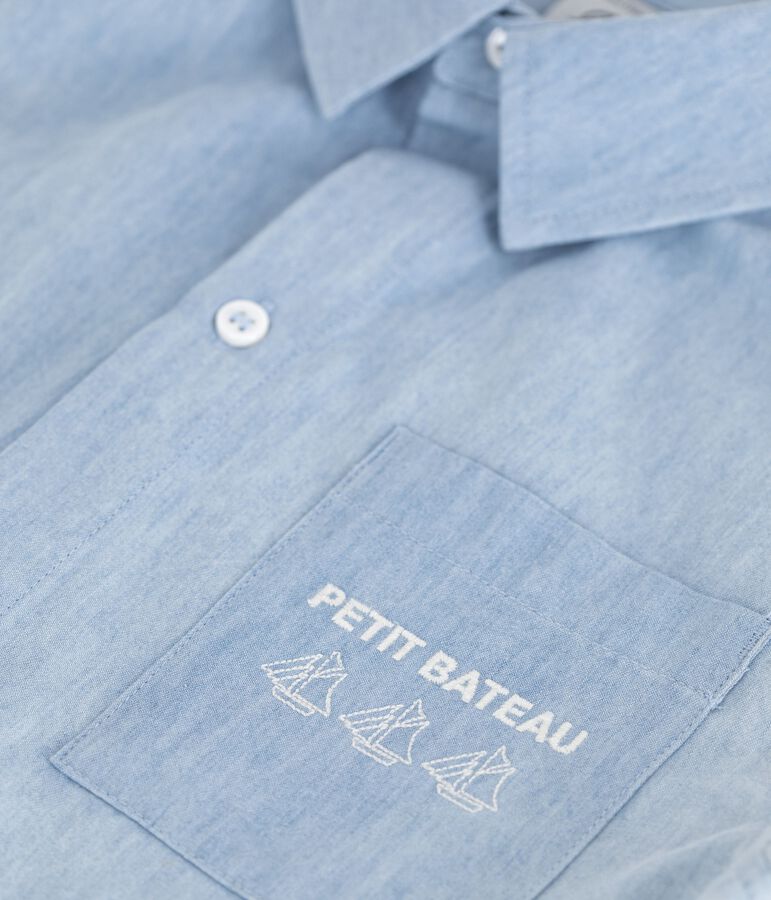 Children's short-sleeved cotton shirt blue