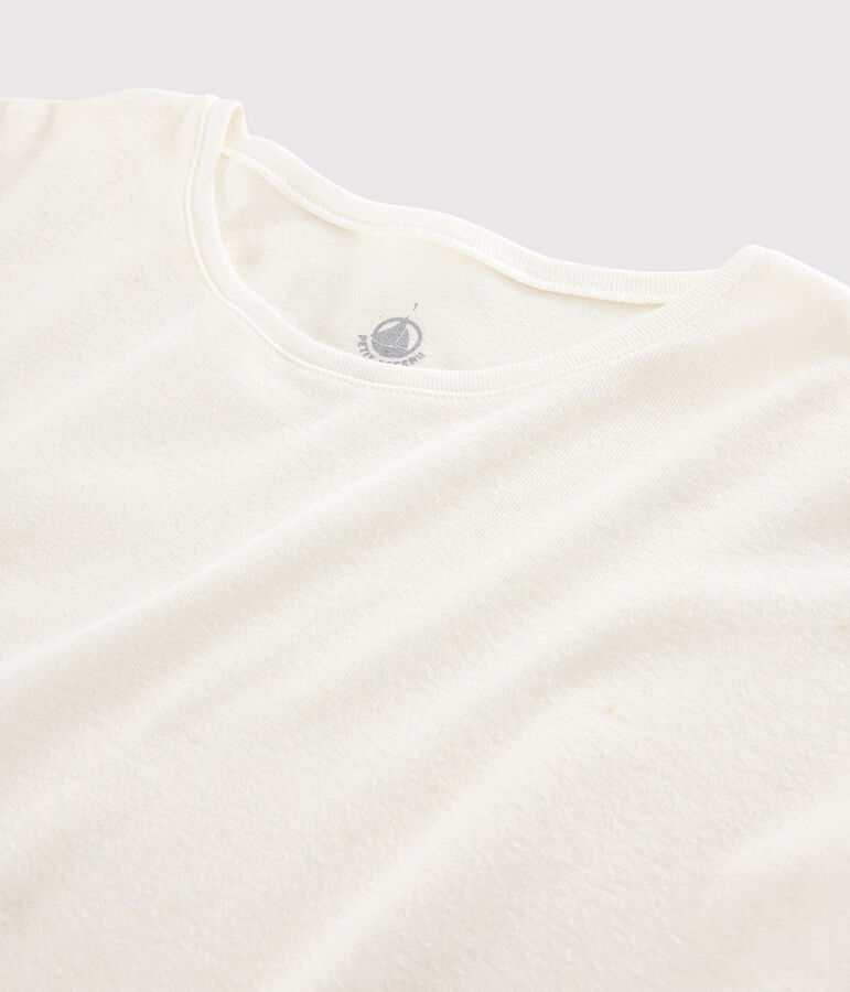 Women's Plain Linen and Cotton Blend T-Shirt white