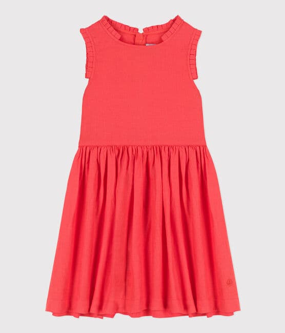 Girls' Sleeveless Linen Dress JUPITER orange