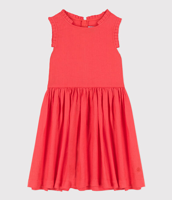 Girls' Sleeveless Linen Dress JUPITER orange
