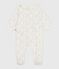Babies' floral velour pyjama suit with a collar MARSHMALLOW white/MULTICO white