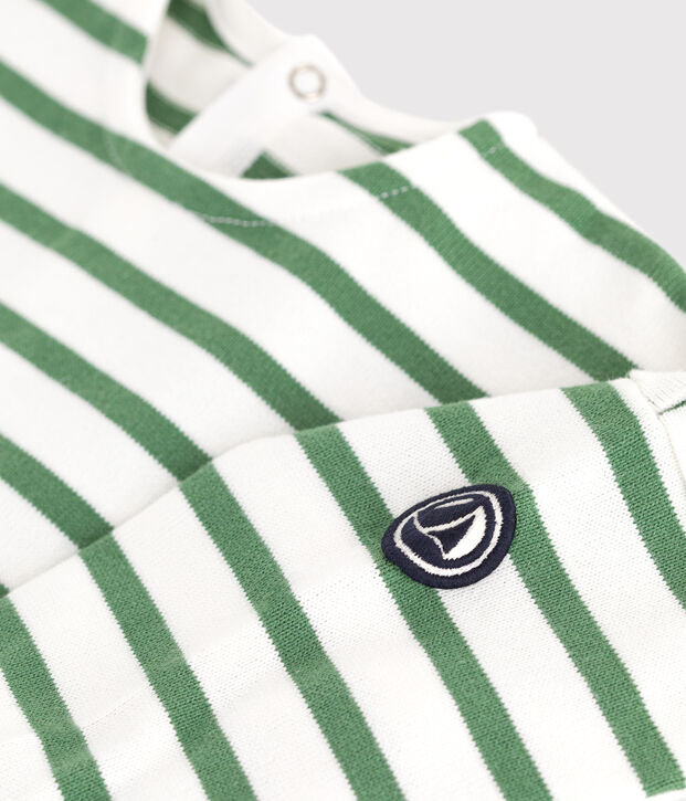 Baby sailor top in thick cotton green/green