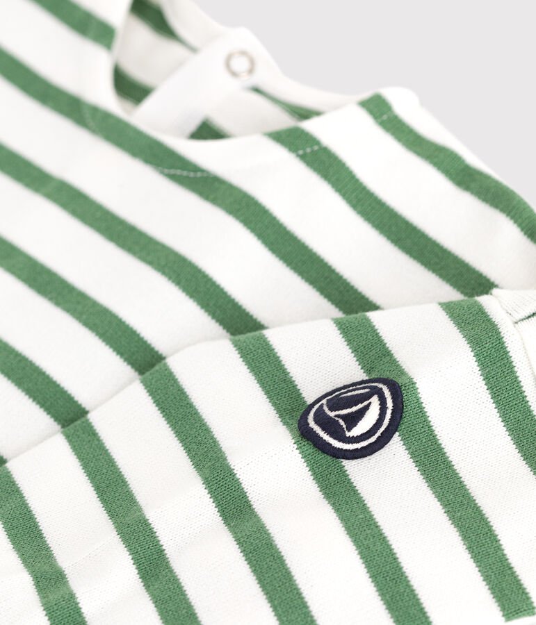 Baby sailor top in thick cotton white/green
