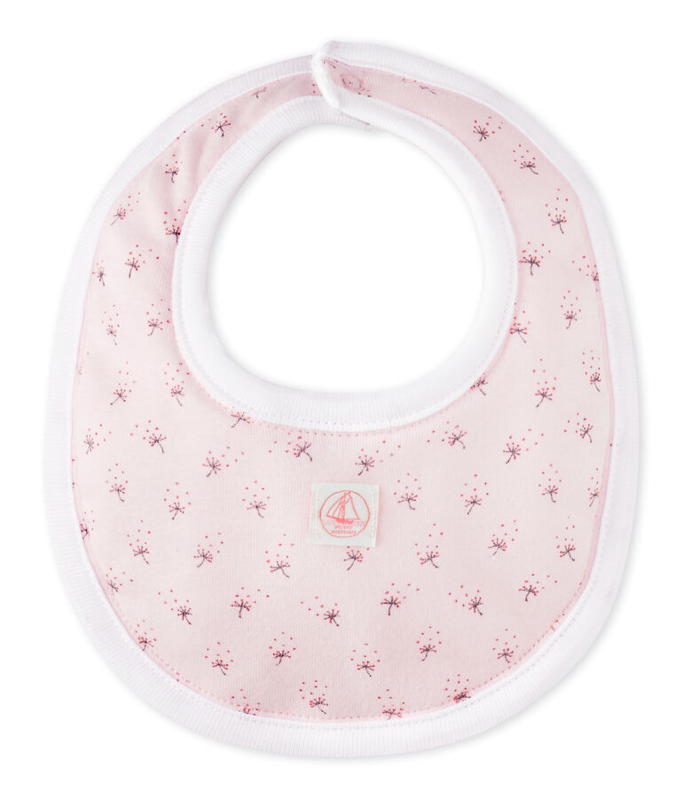 Baby's unisex printed bib VIENNE pink/MULTICO white