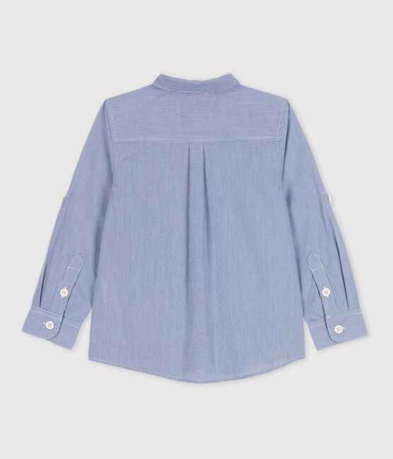 Boys' Poplin Shirt BLEU blue/BLANC white
