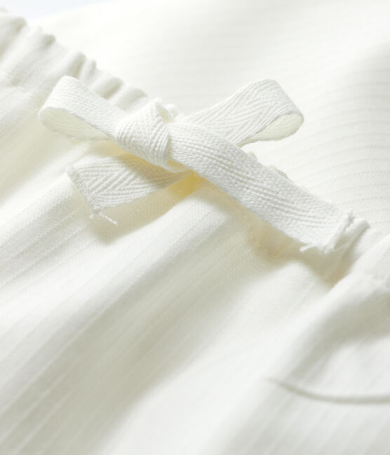 Babies' White Poplin Organic Cotton Trousers MARSHMALLOW white