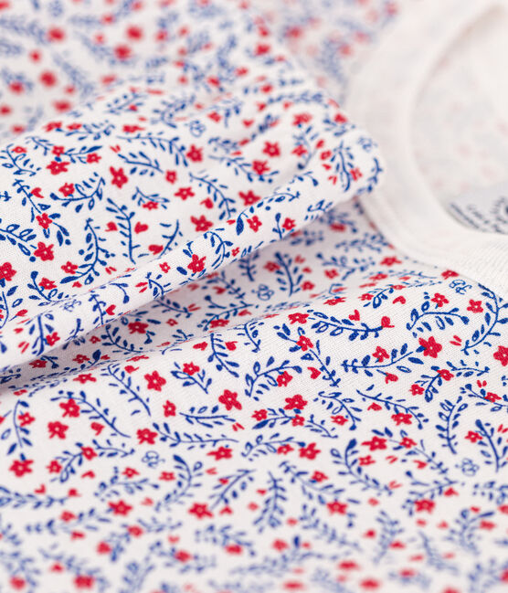 Girls' Floral Cotton Pyjamas MARSHMALLOW white/MULTICO white