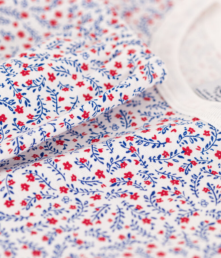 Girls' Floral Cotton Pyjamas white/multicolor