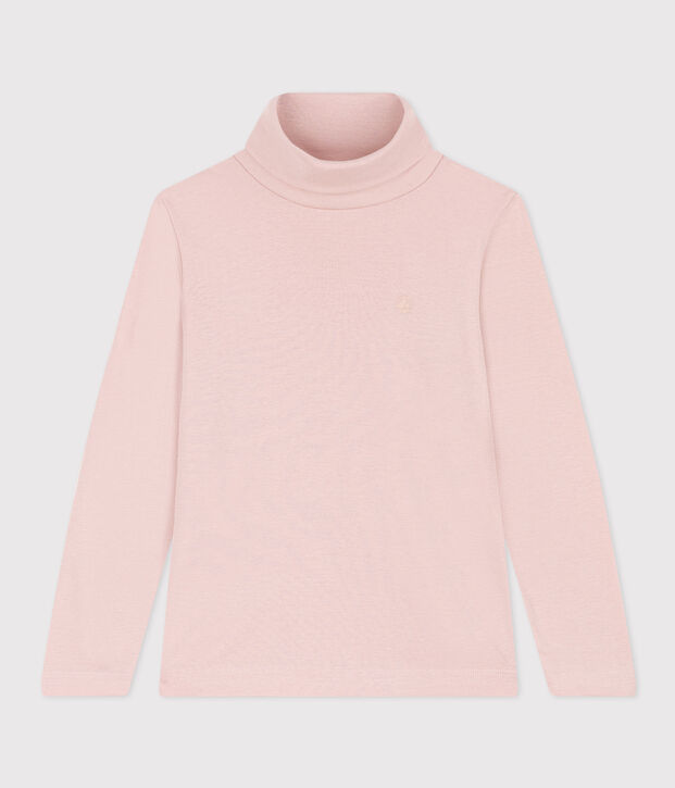 Cotton roll neck top for girls or boys pink