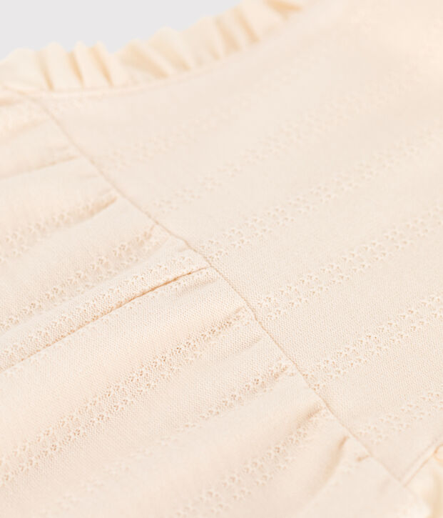 Babies' Decorative Stitch Jersey Jumpsuit Ecru