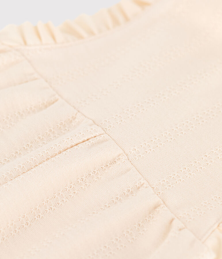 Babies' Decorative Stitch Jersey Jumpsuit Ecru