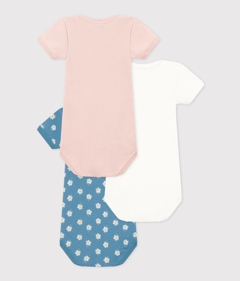 Babies' Short-Sleeved Floral Cotton Bodysuits - 3-Pack variante 1