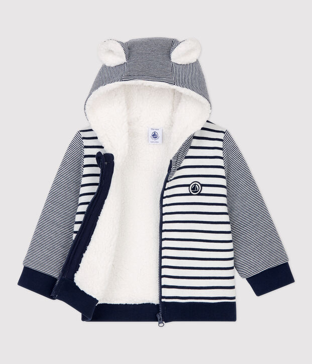 Babies' Sherpa Baseball Jacket white/blue