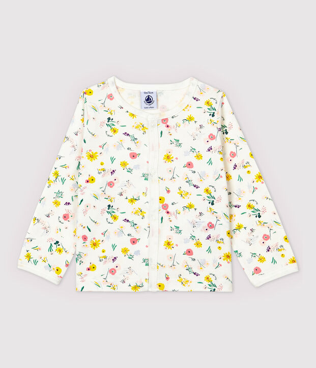 Baby Girls' Cotton Cardigan. white/multicolor