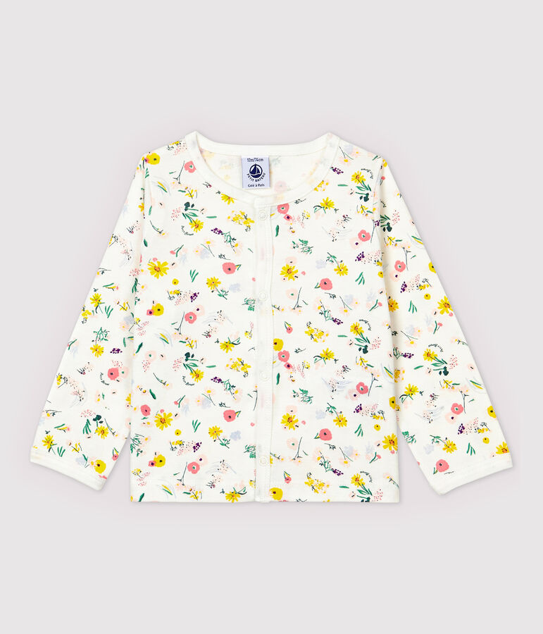 Baby Girls' Cotton Cardigan. white/multicolor