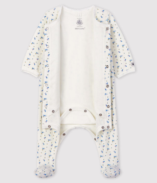 Baby Girls' floral print Velour Bodyjama white/multicolor