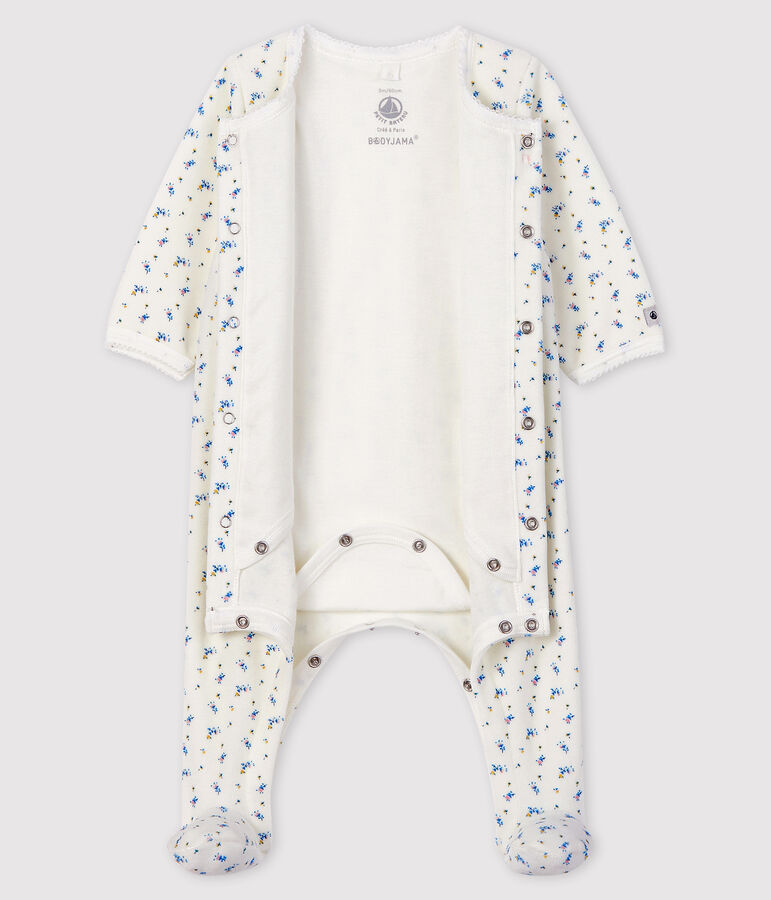 Baby Girls' floral print Velour Bodyjama MARSHMALLOW white/MULTICO white