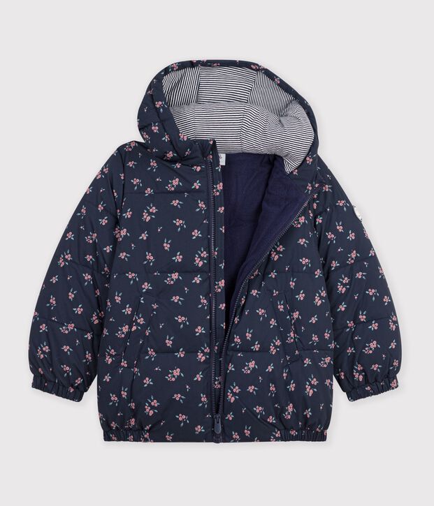 Children's heart print puffer jacket blue/multicolor