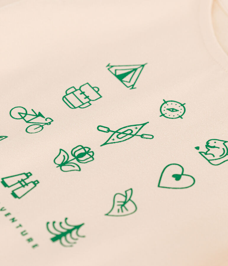 Girls' Lightweight Jersey T-Shirt Ecru/green