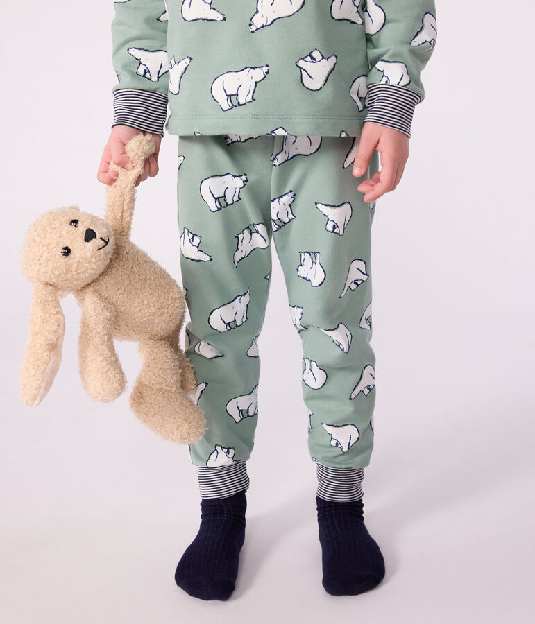 Children's pyjamas in bear-print fleece green/multicolor