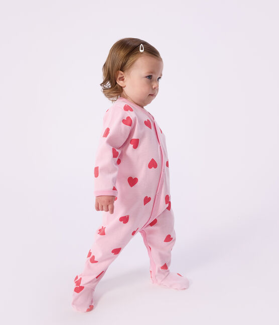 Babies' heart-print cotton pyjama suit MARQUISE /PEACHY