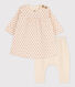 Babies' Patterned Cotton Tube Knit Dress with Leggings