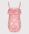 Children's one-piece floral swimsuit CHARME pink/MARSHMALLOW white