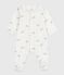 Babies' floral cotton pyjama suit with a collar MARSHMALLOW white/MULTICO white