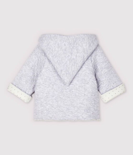 Babies' Grey Hoody in Quilted Organic Cotton Tube Knit POUSSIERE CHINE grey