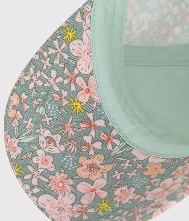 Babies cap in flower printed twill blue/multicolor