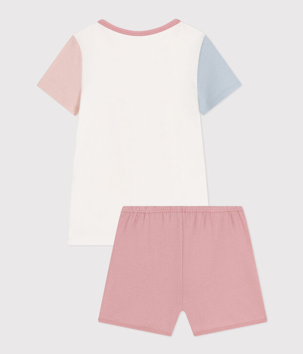 Children's Plain Short Cotton Pyjamas white/multicolor