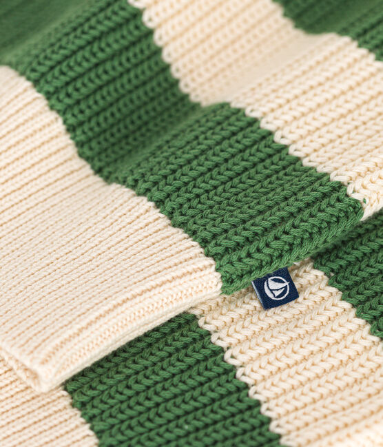 Boy's cotton shawl-neck jumper PALMERAIE green/AVALANCHE