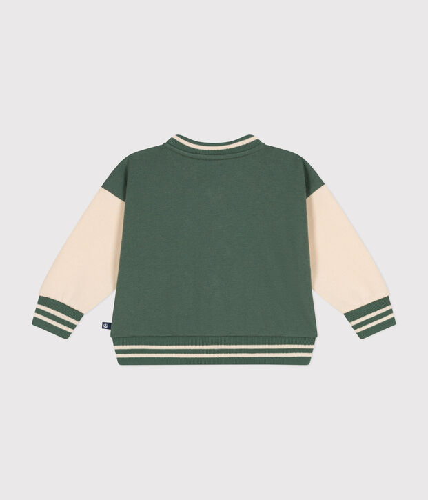 Babies' Fleece Baseball Jacket green/ecru