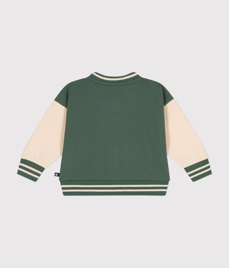 Babies' Fleece Baseball Jacket green/ecru