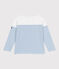 Children's long-sleeved cotton Breton T-shirt MARSHMALLOW white/ALASKA blue
