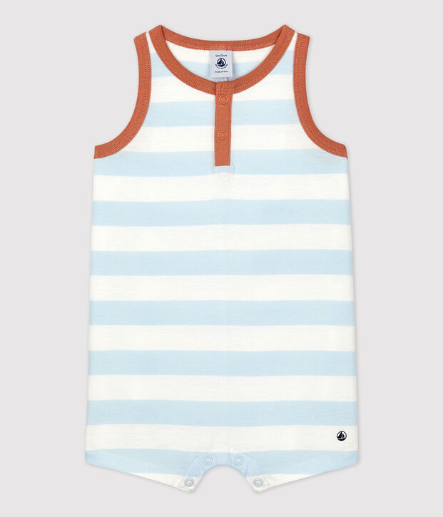 Babies' Striped Jersey Short Playsuit blue/white
