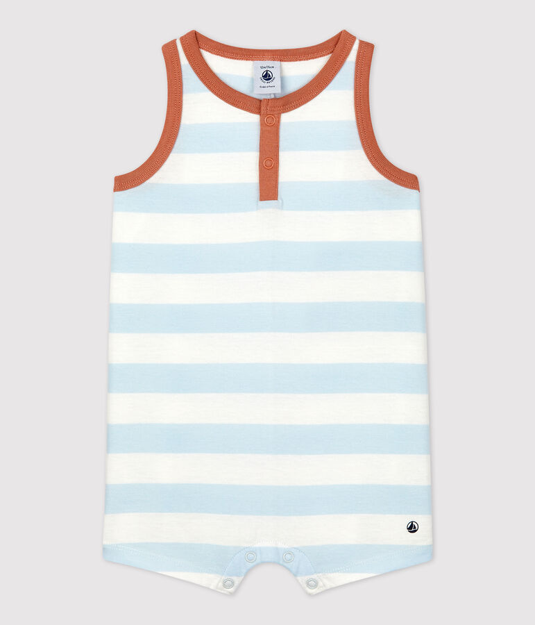 Babies' Striped Jersey Short Playsuit blue/white