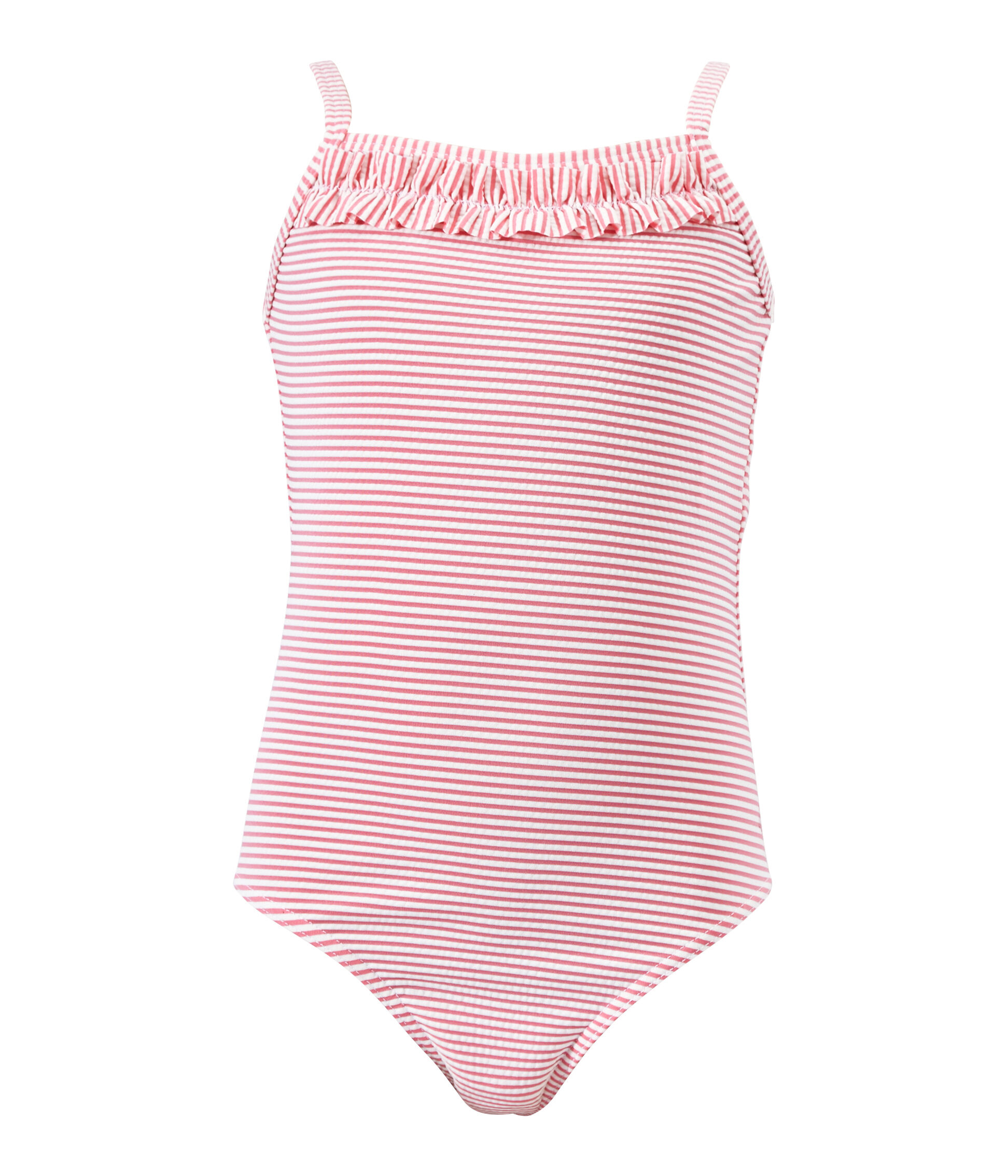 pink and white striped one piece swimsuit