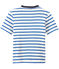 Boy's striped screen print T-shirt MARSHMALLOW white/PERSE blue