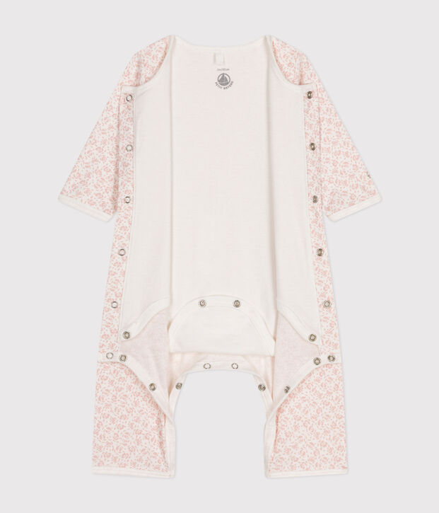 Babies' Footless Cotton Bodyjama white/pink
