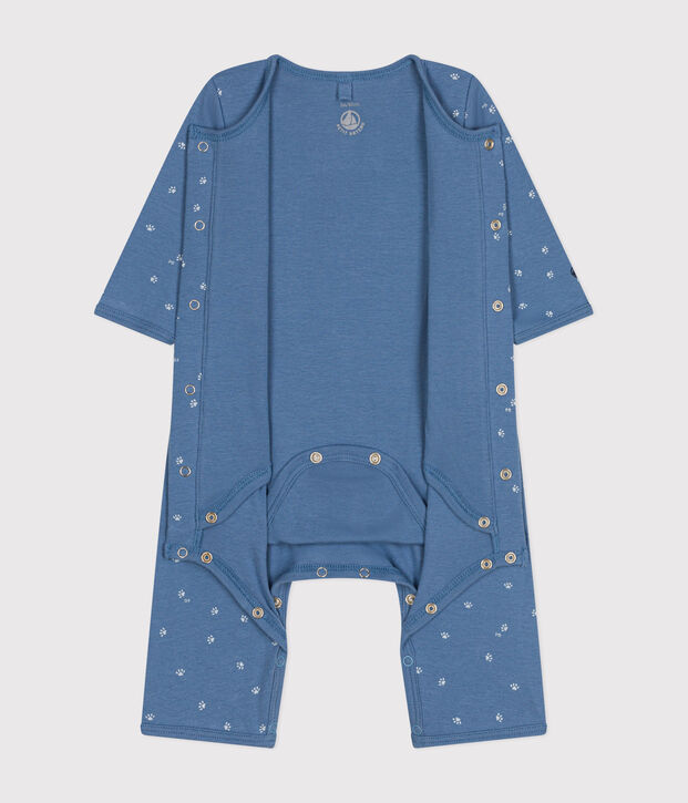 Babies' Footless Cotton Bodyjama blue/white